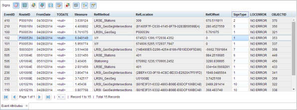Event Editor results grid Event Editor results grid